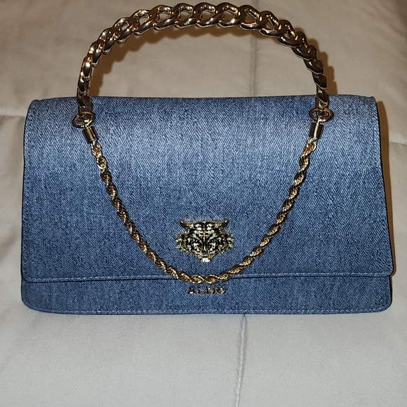 Aldo Handbags - Tiger Head Denim Bag with Gold Chain By ALDO